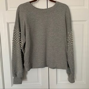 Joie pearl beaded gray sweatshirt - size M